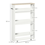 kleankin-Carrello-Bagno-Salvaspazio-a-3-Ripiani-con-Rotelle-e-Maniglia-in-Legno-48x15x80cm-Bianco