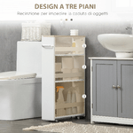 kleankin-Carrello-Bagno-Salvaspazio-a-3-Ripiani-con-Rotelle-e-Maniglia-in-Legno-48x15x80cm-Bianco