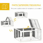 PawHut-Conigliera-da-Esterno-e-Interno-con-Tetto-Apribile-Gabbia-per-2-4-Conigli---Grigia