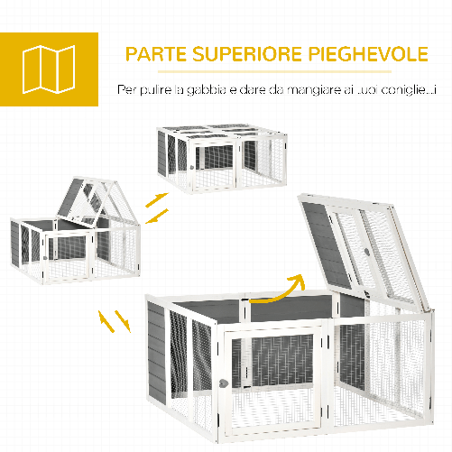 PawHut-Conigliera-da-Esterno-e-Interno-con-Tetto-Apribile-Gabbia-per-2-4-Conigli---Grigia