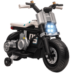 HOMCOM Moto Elettrica per Bambini 3-5 Anni in PP e Metallo con Rotelle, Clacson e Musica, 86x44x58 cm, Bianca e Nera