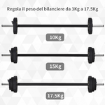 HOMCOM-Set-Bilanciere-e-Dischi-Bilanciere-Palestra-con-Pesi-20KG-in-Acciaio-e-TPU-con-Clip-a-Molla-Nero