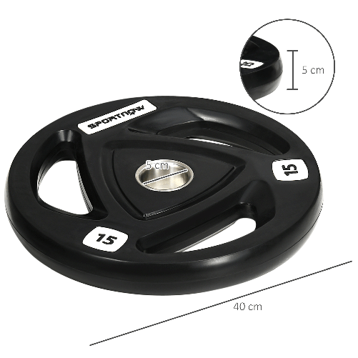 SPORTNOW-Set-di-2-Dischi-Pesi-da-15kg-in-Acciaio-con-Rivestimento-in-Gomma-per-Bilanciere