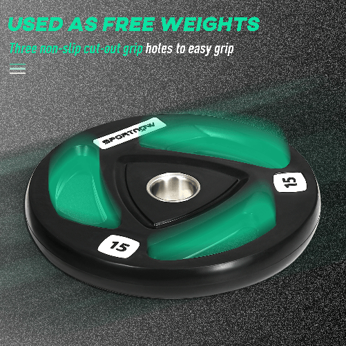 SPORTNOW-Set-di-2-Dischi-Pesi-da-15kg-in-Acciaio-con-Rivestimento-in-Gomma-per-Bilanciere