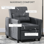 HOMCOM-Poltrona-Letto-Singolo-Reclinabile-su-3-Livelli-con-Cuscino-Extra-69x82x85cm-Grigio