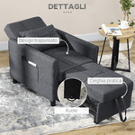 HOMCOM-Poltrona-Letto-Singolo-Reclinabile-su-3-Livelli-con-Cuscino-Extra-69x82x85cm-Grigio