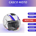 HOMCOM-Casco-Moto-Jet-Semi-Integrale-con-Visiera-Esterna-e-Parasole-ECE-R22-Taglia-M-57-58cm-Bianco