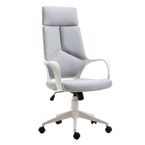 HOMCOM-Sedia-da-Ufficio-con-Funzione-Dondolo-Poltrona-Presidenziale-in-Tessuto-Regolabile-e-Girevole-63x63x117-127-cm-Grigio