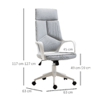 HOMCOM-Sedia-da-Ufficio-con-Funzione-Dondolo-Poltrona-Presidenziale-in-Tessuto-Regolabile-e-Girevole-63x63x117-127-cm-Grigio