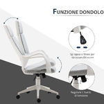 HOMCOM-Sedia-da-Ufficio-con-Funzione-Dondolo-Poltrona-Presidenziale-in-Tessuto-Regolabile-e-Girevole-63x63x117-127-cm-Grigio