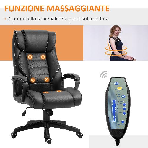 Vinsetto-Poltrona-Ufficio-a-Dondolo-ed-Ergonomica-con-6-Punti-Massaggio，Sedia-da-Ufficio-Mssaggiante-Girevole-con-Design-Dirigenziale-in-Similpelle-Nera