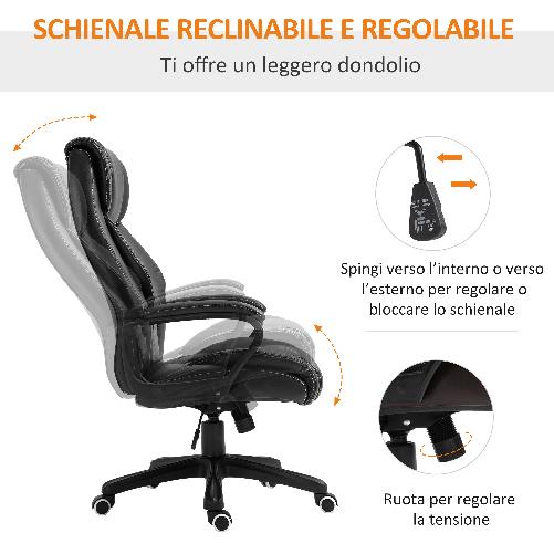 Vinsetto-Poltrona-Ufficio-a-Dondolo-ed-Ergonomica-con-6-Punti-Massaggio，Sedia-da-Ufficio-Mssaggiante-Girevole-con-Design-Dirigenziale-in-Similpelle-Nera