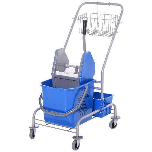 HOMCOM-Carrello-delle-Pulizie-Professionale-con-Secchio-25L-e-Strizzatore-Blu
