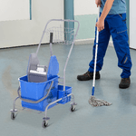 HOMCOM-Carrello-delle-Pulizie-Professionale-con-Secchio-25L-e-Strizzatore-Blu