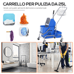 HOMCOM-Carrello-delle-Pulizie-Professionale-con-Secchio-25L-e-Strizzatore-Blu