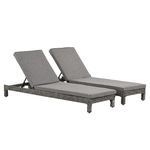 Outsunny Set 2 Sdraio da Giardino in PE Rattan con Cuscino Imbottito Grigio