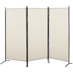 HOMCOM Paravento a 3 Pannelli Pieghevole, Frangivista Divisorio per Ambienti in Metallo e Poliestere 253x50x182cm Beige