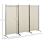 HOMCOM-Paravento-a-3-Pannelli-Pieghevole-Frangivista-Divisorio-per-Ambienti-in-Metallo-e-Poliestere-253x50x182cm-Beige