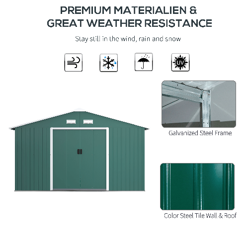 Outsunny-Casetta-da-Giardino-con-2-Porte-Scorrevoli-e-4-Prese-d-Aria-in-Acciaio-e-PP-340x386x200cm-Verde