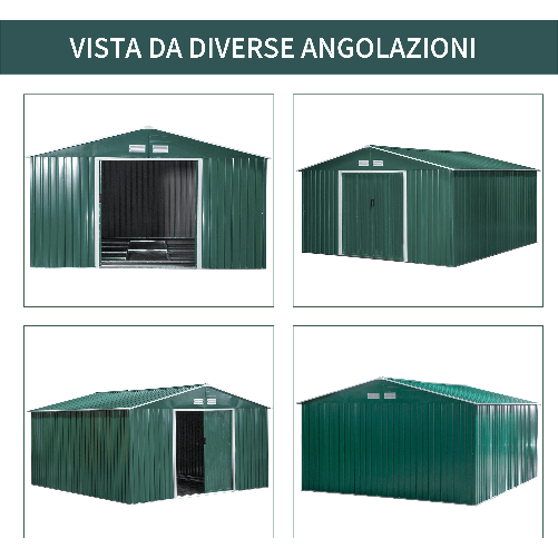 Outsunny-Casetta-da-Giardino-con-2-Porte-Scorrevoli-e-4-Prese-d-Aria-in-Acciaio-e-PP-340x386x200cm-Verde