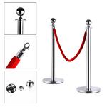 HOMCOM-Transenne-Elimina-Separacode-Paletti-di-Delimitazione-con-Corde-Rosso-Acciaio-Inox-Ф32-x-95CM