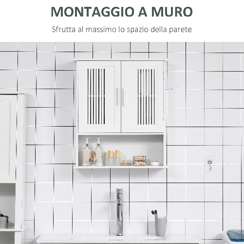 kleankin-Mobiletto-da-Bagno-a-Muro-Salvaspazio-con-Armadietto-e-Ripiano-60x20x70-cm-Bianco