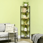 HOMCOM-Libreria-Moderna-Angolare-a-6-Ripiani-in-Metallo-e-MDF-34x34x166cm-Marrone-e-Nero