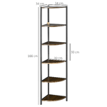 HOMCOM-Libreria-Moderna-Angolare-a-6-Ripiani-in-Metallo-e-MDF-34x34x166cm-Marrone-e-Nero