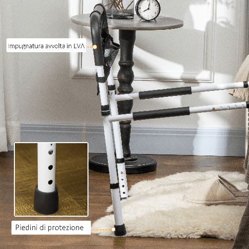 HOMCOM-Maniglia-per-Letto-con-Lunghezza-e-Altezza-Regolabile-in-Acciaio-Bianco