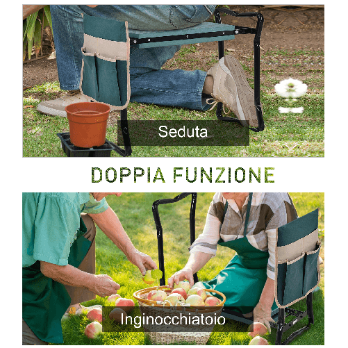 Outsunny-Inginocchiatoio-Panca-da-Giardino-Pieghevole-con-Tasca-Porta-Attrezzi