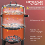 Outsunny-Barbecue-a-Carbone-3-in-1-con-Coperchio-Termometro-e-3-Livelli-Indipendenti-in-Acciaio-Nero