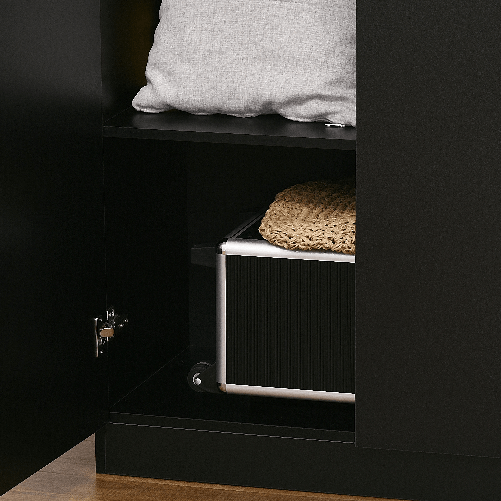 HOMCOM-Armadio-2-Ante-Moderno-con-4-Ripiani-Guardaroba-in-Legno-MDF-80x40x180cm-Nero