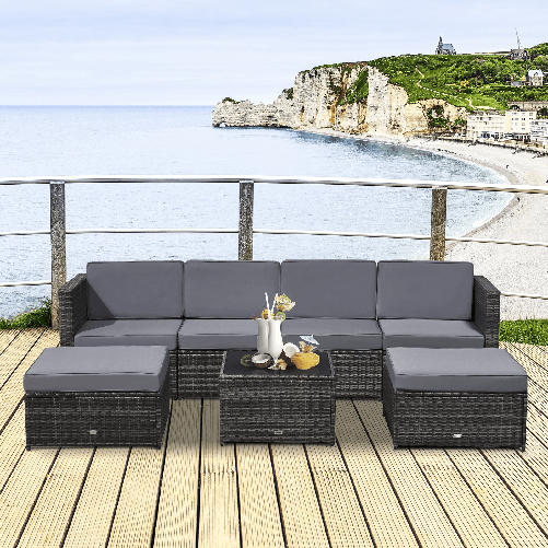 Outsunny-Set-da-7-Pezzi-Salotto-da-Esterni-in-Rattan-con-Poltrona-Pouf-Tavolino-Grigio