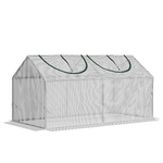 Outsunny Mini Serra da Giardino con 2 Finestre Avvolgibili e Copertura PE Anti-UV, 119x60x60cm, Bianco