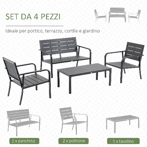 Outsunny-Set-Salotto-da-Giardino-da-4-Pezzi-con-Panchina-a-2-Posti-2-Poltrone-e-Tavolino-Caffe