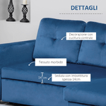 HOMCOM-Divano-Letto-Angolare-3-Posti-Effetto-Velluto-e-Chaise-Longue-con-Contenitore-232x141x85cm-Blu