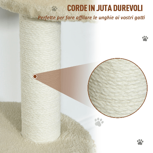 PawHut-Albero-Tiragraffi-per-Gatti-Multi-livello-2-Piattaforme-1-Casetta-e-Corde-in-Juta-61x41x96-cm-Beige