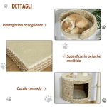 PawHut-Albero-Tiragraffi-per-Gatti-Multi-livello-2-Piattaforme-1-Casetta-e-Corde-in-Juta-61x41x96-cm-Beige