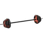 SPORTNOW-Set-Bilanciere-e-Dischi-da-20kg-totali-con-Impugnatura-in-PU-Antiscivolo-Ø17x140-cm-Nero-e-Rosso