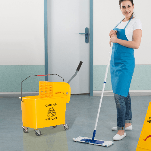 HOMCOM-Carrello-Secchio-con-Separatore-Acqua-e-Strizzatore-Rimovibile-in-PP-Giallo-63-x-27-x-67cm