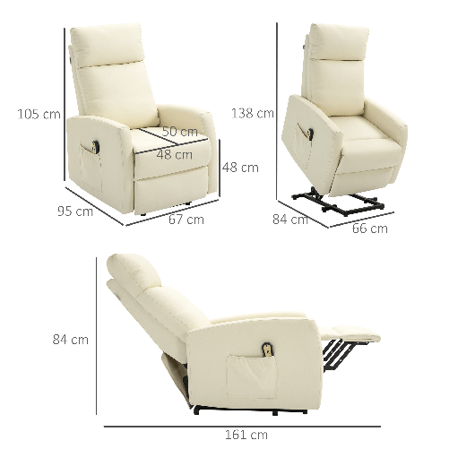 HOMCOM-Poltrona-Alzapersona-con-Telecomando-e-Schienale-Reclinabile-a-145°-Similpelle-Color-Crema