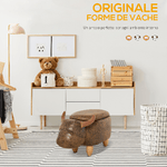 HOMCOM-Pouf-Contenitore-a-Forma-di-Bufalo-Sgabello-Poggiapiedi-con-Struttura-in-Legno-e-Seduta-Imbottita-62x35x36cm-Marrone