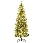 HOMCOM Albero di Natale 180cm Innevato con 240 Luci LED e 618 Rami con Base in Acciaio