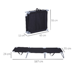 Outsunny-Sdraio-da-Giardino-Pieghevole-in-Metallo-e-Tessuto-Oxford-Lettino-Prendisole-Traspirante-187L-x-55P-x-24Acm-Nero