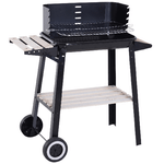 Outsunny Griglia a Carbone Barbecue Picnic Altezza regolabile Nero 87x 45 x 83 cm