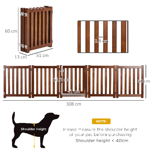 PawHut-Recinto-e-Cancellino-per-Cani-di-Piccola-Taglia-a-6-Pannelli-Design-Pieghevole-e-Salvaspazio-Marrone