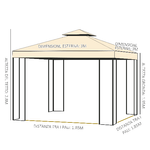 Outsunny-Gazebo-da-Giardino-3x3m-con-Zanzariera-Telaio-in-Acciaio-e-Doppio-Tettuccio-Beige