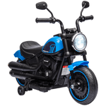 HOMCOM Moto Elettrica per Bambini 18-36 Mesi in PP e Metallo con Rotelle e Fanale, 76x42x57 cm, Blu e Nero