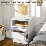 HOMCOM-Comodini-Moderni-con-LED-Set-2-Pezzi-in-Truciolato-Bianco-con-Cassetto-e-2-Ripiani-Aperti-40x40x55-cm