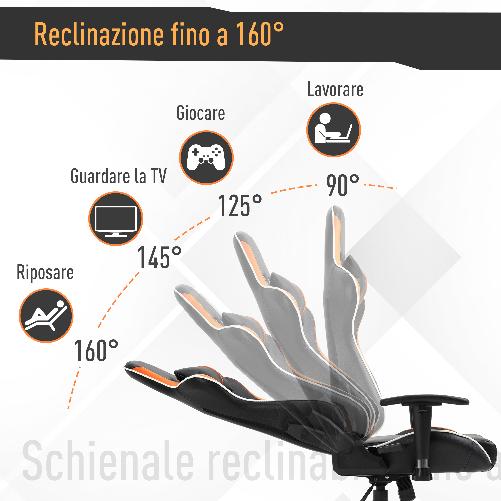 Vinsetto-Poltrona-Gaming-con-Altezza-e-Schienale-Regolabile-Sedia-da-Ufficio-Nera-e-Arancione